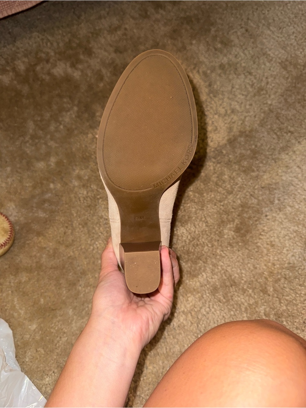 Michael Kors Beige Suede Chelsea Ankle Booties - Picture 4 of 5